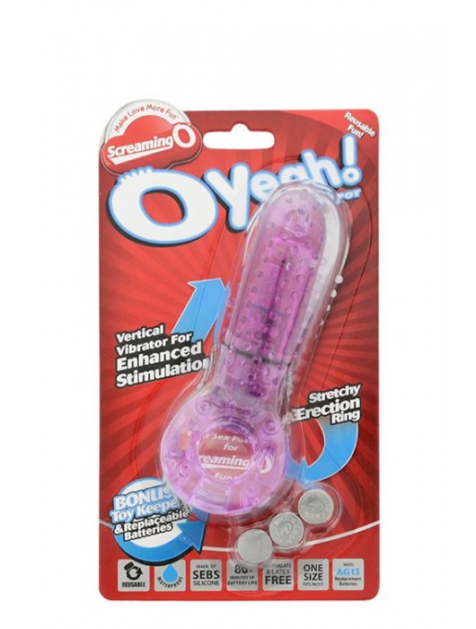 Фиолетовое эрекционное кольцо с вибрацией и пальчиком OYEAH PURPLE - Screaming O - в Новошахтинске купить с доставкой