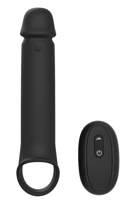 Черная насадка-удлинитель с вибрацией Vibrating Extender With Remote - Dream Toys - в Новошахтинске купить с доставкой