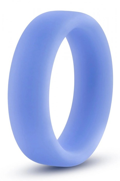Голубое люминесцентное кольцо Silicone Glo Cock Ring - Blush Novelties - в Новошахтинске купить с доставкой