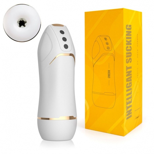Белый вибромастурбатор Hero с режимом вакуума - A-LOVING - в Новошахтинске купить с доставкой