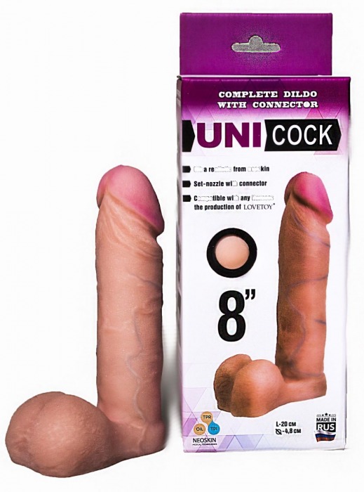 Фаллическая насадка для страпона UNICOCK 8  - 20 см. - LOVETOY (А-Полимер) - купить с доставкой в Новошахтинске