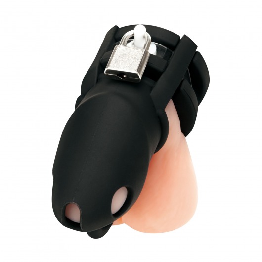 Черная клетка для пениса Silicone Small 2 in Cock Cage With Ball Divider - BlueLine - купить с доставкой в Новошахтинске