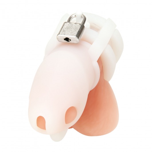 Белая клетка для пениса Silicone Small 2 in Cock Cage With Ball Divider - BlueLine - купить с доставкой в Новошахтинске