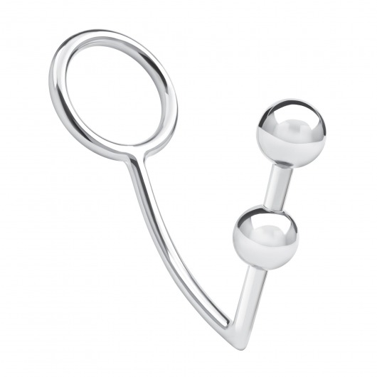 Кольцо на пенис с анальным стимулятором Two Bead Stainless Steel Anal Hook   Cock Ring - BlueLine - в Новошахтинске купить с доставкой