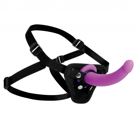 Лиловый поясной страпон Navigator Silicone G-Spot Dildo with Harness - 17,8 см. - XR Brands - купить с доставкой в Новошахтинске