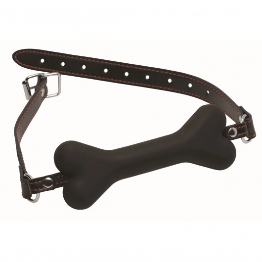 Черный кляп в форме косточки Hound Adjustable Dog Bone Gag - XR Brands - купить с доставкой в Новошахтинске
