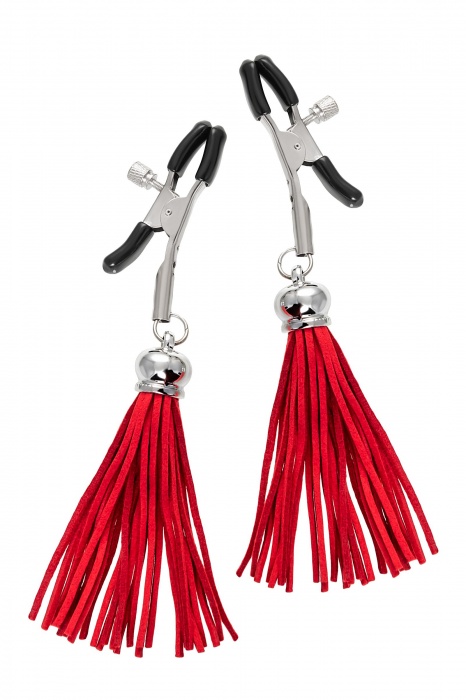 Зажимы на соски «Прищепки» с красными кисточками из замши - Pecado - купить с доставкой в Новошахтинске