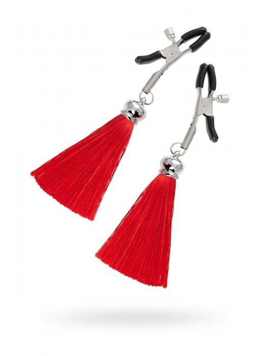 Зажимы на соски «Прищепки» с красными кисточками из шелка - Pecado - купить с доставкой в Новошахтинске