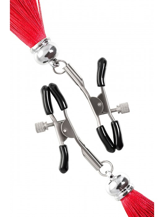 Зажимы на соски «Прищепки» с красными кисточками из шелка - Pecado - купить с доставкой в Новошахтинске