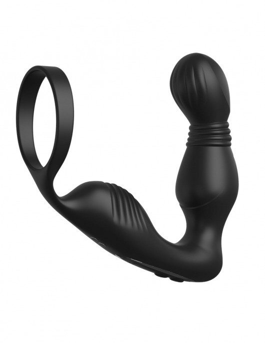 Черный вибростимулятор простаты с эрекционным кольцом Ass-Gasm Pro P-Spot Milker - Pipedream - в Новошахтинске купить с доставкой