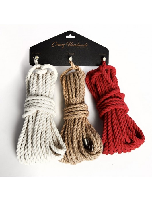 Набор из 3 разноцветных веревок для шибари - Crazy Handmade - купить с доставкой в Новошахтинске