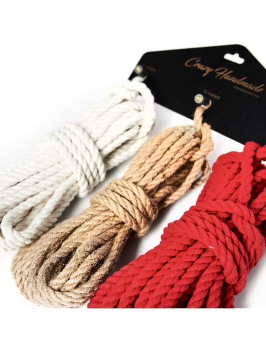 Набор из 3 разноцветных веревок для шибари - Crazy Handmade - купить с доставкой в Новошахтинске