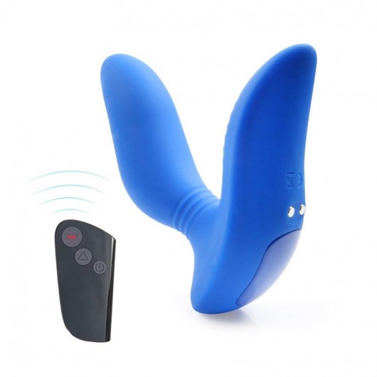 Синий вибромассажер простаты 3,5’’ Remote Control Curve P-spot Massager - 12 см. - Erokay - в Новошахтинске купить с доставкой