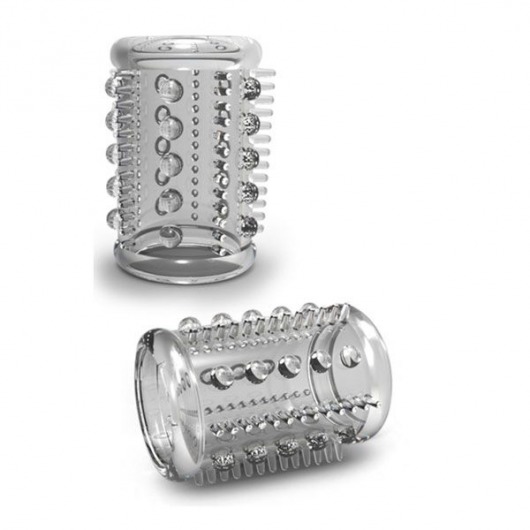 Прозрачная насадка с шипами и шишечками STAY HARD COCK SLEEVE 03 CLEAR - Blush Novelties - в Новошахтинске купить с доставкой