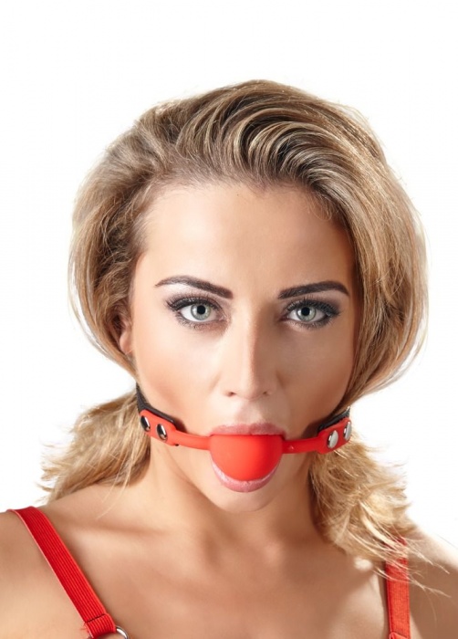 Силиконовый кляп-шар на чёрных ремешках Red Gag silicone - Orion - купить с доставкой в Новошахтинске