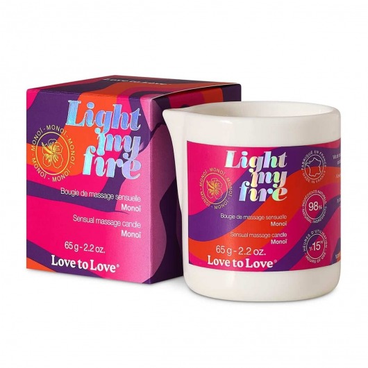 Массажная свеча Light My Fire с ароматом моной - 80 мл. - Love to Love - купить с доставкой в Новошахтинске