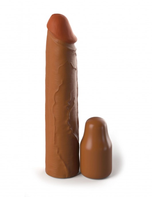 Коричневая насадка на член 2  Silicone X-tension - 20,3 см. - Pipedream - в Новошахтинске купить с доставкой