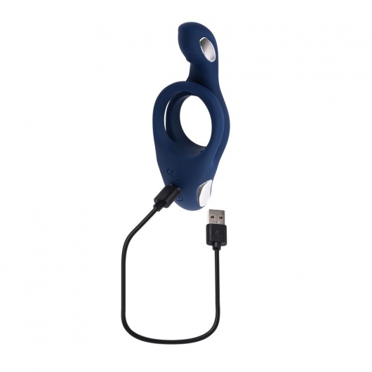 Синее эрекционное виброкольцо с двойным подхватом мошонки Ring Around The Rosy - Zero Tolerance - в Новошахтинске купить с доставкой