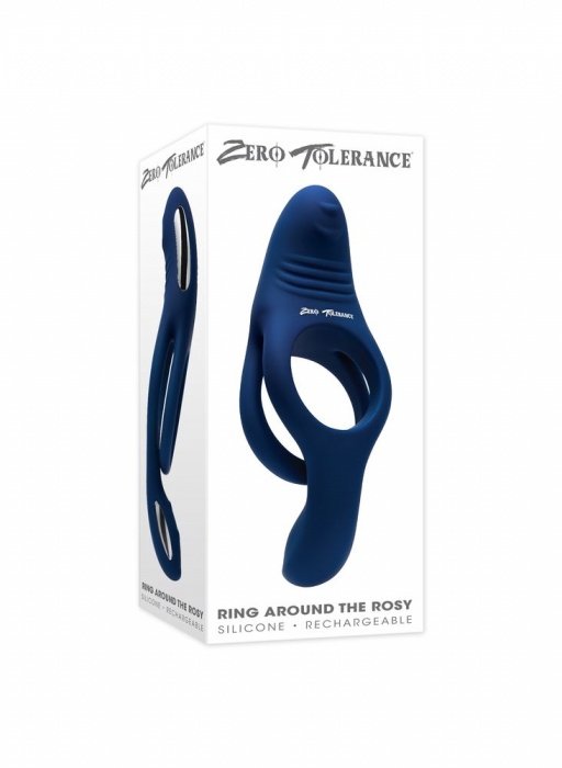 Синее эрекционное виброкольцо с двойным подхватом мошонки Ring Around The Rosy - Zero Tolerance - в Новошахтинске купить с доставкой