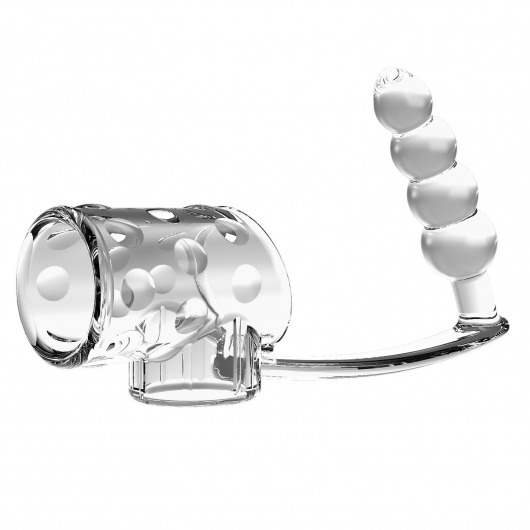 Прозрачная насадка на пенис и мошонку с анальным стимулятором Rilley - Baile - в Новошахтинске купить с доставкой