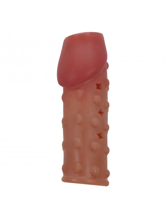 Телесная открытая насадка на пенис с бугорками - 19,8 см. - Baile - в Новошахтинске купить с доставкой