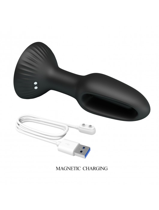 Черная анальная пробка с функцией фингеринга Hubert - 13,9 см. - Baile