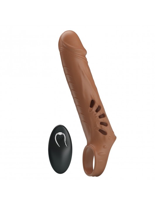 Коричневая вибронасадка с подхватом мошонки и пультом ДУ - Baile - в Новошахтинске купить с доставкой