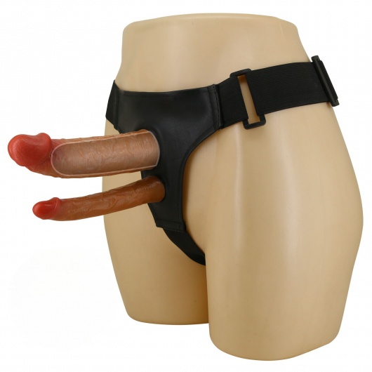 Темно-бежевый фаллопротез для двойного проникновения - 17,5 см. - Baile - купить с доставкой в Новошахтинске