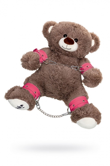 Бондажный набор: бурый мишка с розовыми оковами и наручниками - Pecado - купить с доставкой в Новошахтинске