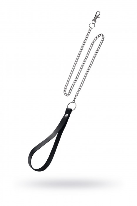 Поводок с ручкой из черной натуральной кожи и карабином для ошейника - Pecado - купить с доставкой в Новошахтинске
