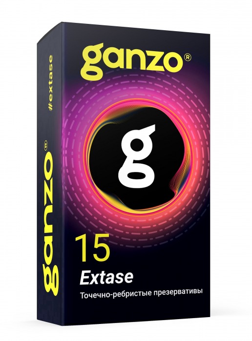 Презервативы анатомической формы с точечной и ребристой структурой Ganzo Extase - 15 шт. - Ganzo - купить с доставкой в Новошахтинске