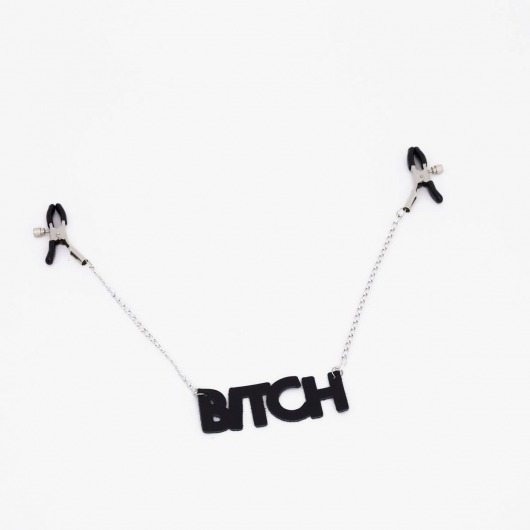 Зажимы на соски с кожаной подвеской Bitch - Crazy Handmade - купить с доставкой в Новошахтинске