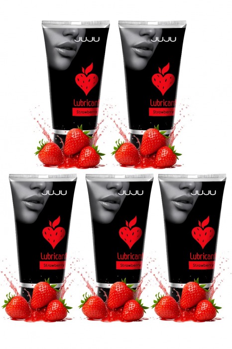 Набор из 5 съедобных лубрикантов JUJU со вкусом клубники - JuJu - купить с доставкой в Новошахтинске