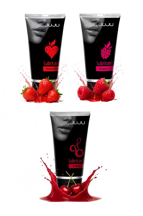 Набор из 3 съедобных лубрикантов JUJU (клубника, малина, вишня) - JuJu - купить с доставкой в Новошахтинске