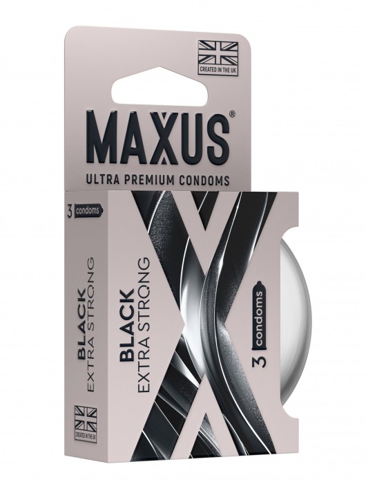 Черные утолщенные презервативы MAXUS Extra Strong с железным кейсом - 3 шт. - Maxus - купить с доставкой в Новошахтинске