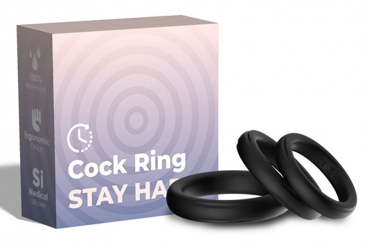 Набор из 3 черных эрекционных колец Stay Hard - Boys of Toys - в Новошахтинске купить с доставкой