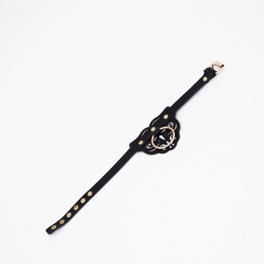 Черный чокер с клепками и золотистой фурнитурой - Crazy Handmade - купить с доставкой в Новошахтинске