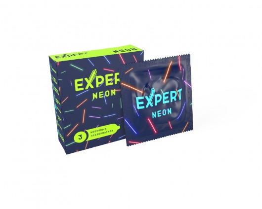 Светящиеся в темноте презервативы Expert Neon - 3 шт. - Expert - купить с доставкой в Новошахтинске