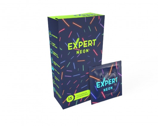 Светящиеся в темноте презервативы Expert Neon - 15 шт. - Expert - купить с доставкой в Новошахтинске