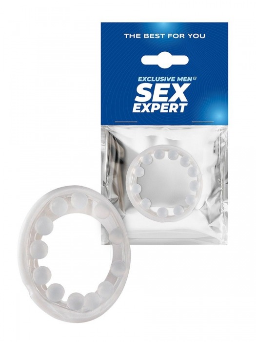Эрекционное кольцо со стимулирующими шариками на поверхности - Sex Expert - в Новошахтинске купить с доставкой