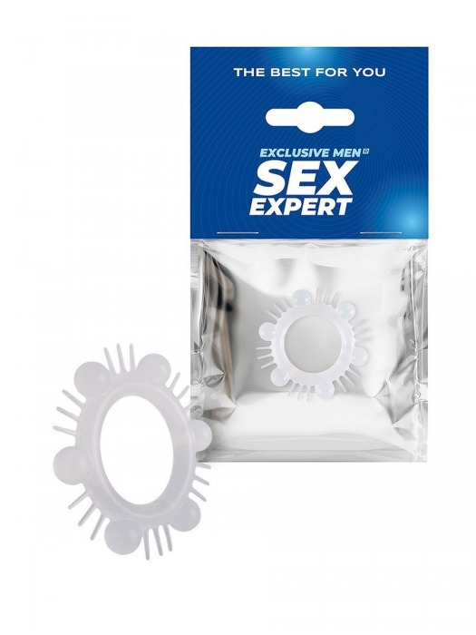 Эластичное эрекционное кольцо с шипиками и шариками - Sex Expert - в Новошахтинске купить с доставкой