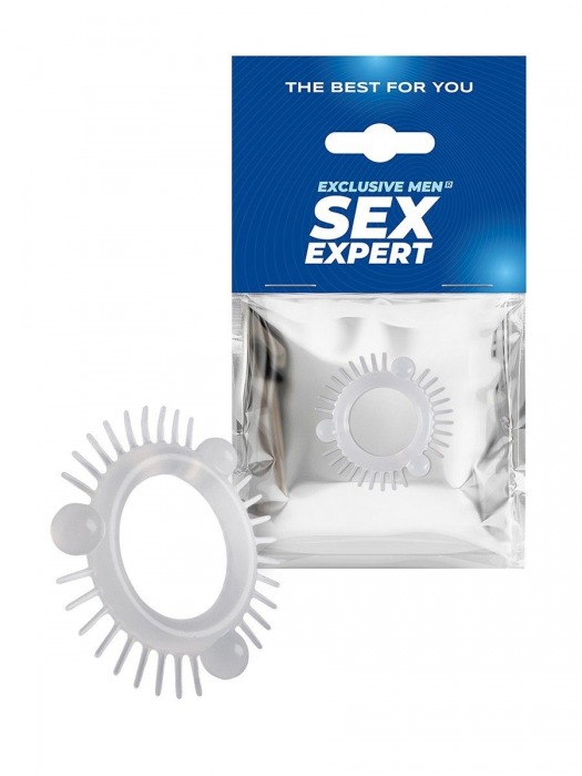 Эластичное эрекционное кольцо с 3 шариками и шипами - Sex Expert - в Новошахтинске купить с доставкой