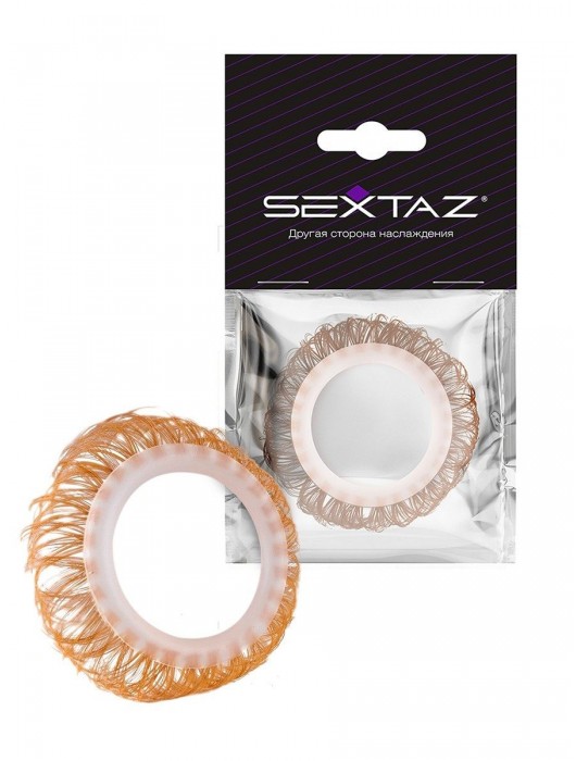 Эрекционное кольцо с бежевыми «ресничками» - Sextaz - в Новошахтинске купить с доставкой
