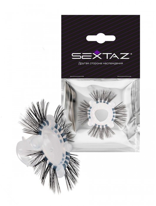 Эластичное эрекционное кольцо с черными «ресничками» - Sextaz - в Новошахтинске купить с доставкой