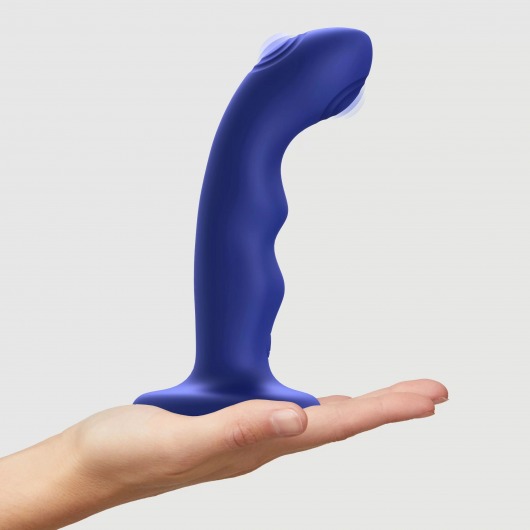 Синяя насадка-стимулятор Strap-On-Me Tapping Dildo Wave - Strap-on-me - купить с доставкой в Новошахтинске