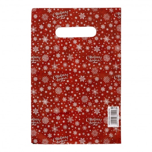 Красный подарочный новогодний пакет с вырубной ручкой (20х30 см) - Сима-Ленд - купить с доставкой в Новошахтинске
