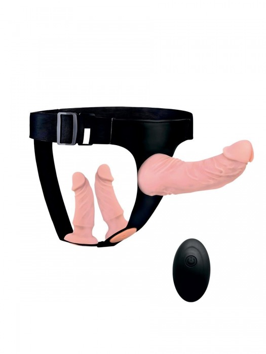 Женский страпон с 3 насадками и вибрацией - Erowoman-Eroman - купить с доставкой в Новошахтинске