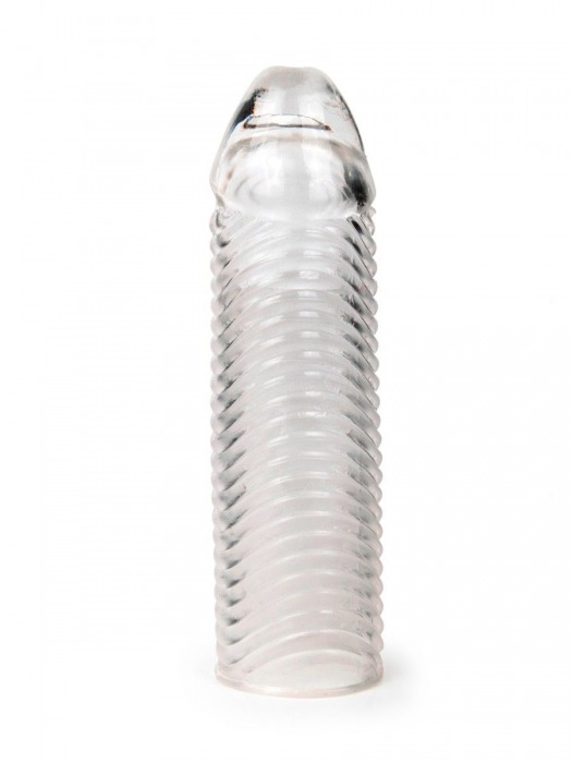 Прозрачная закрытая насадка на пенис с ребрышками - 16 см. - Sex Expert - в Новошахтинске купить с доставкой