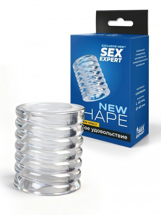 Прозрачная сквозная насадка на пенис с ребрышками - Sex Expert - в Новошахтинске купить с доставкой