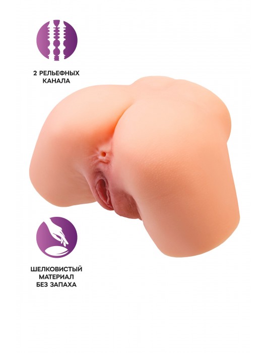Телесный реалистичный мастурбатор-полуторс с 2 любовными входами - No Name - в Новошахтинске купить с доставкой
